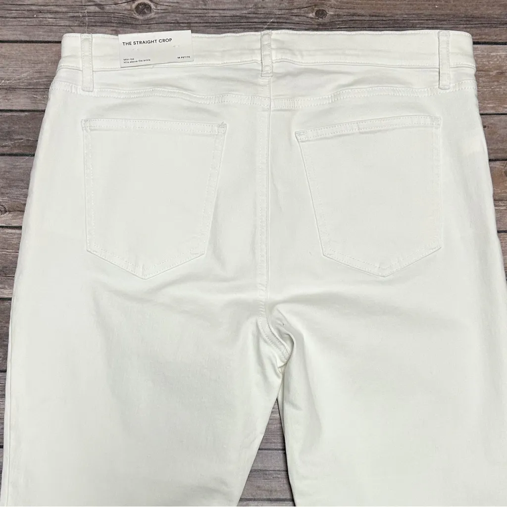 Ann Taylor Factory White Straight Crop Mid Rise Stretch Jeans 14 Petite NWT FLAW - Image 6