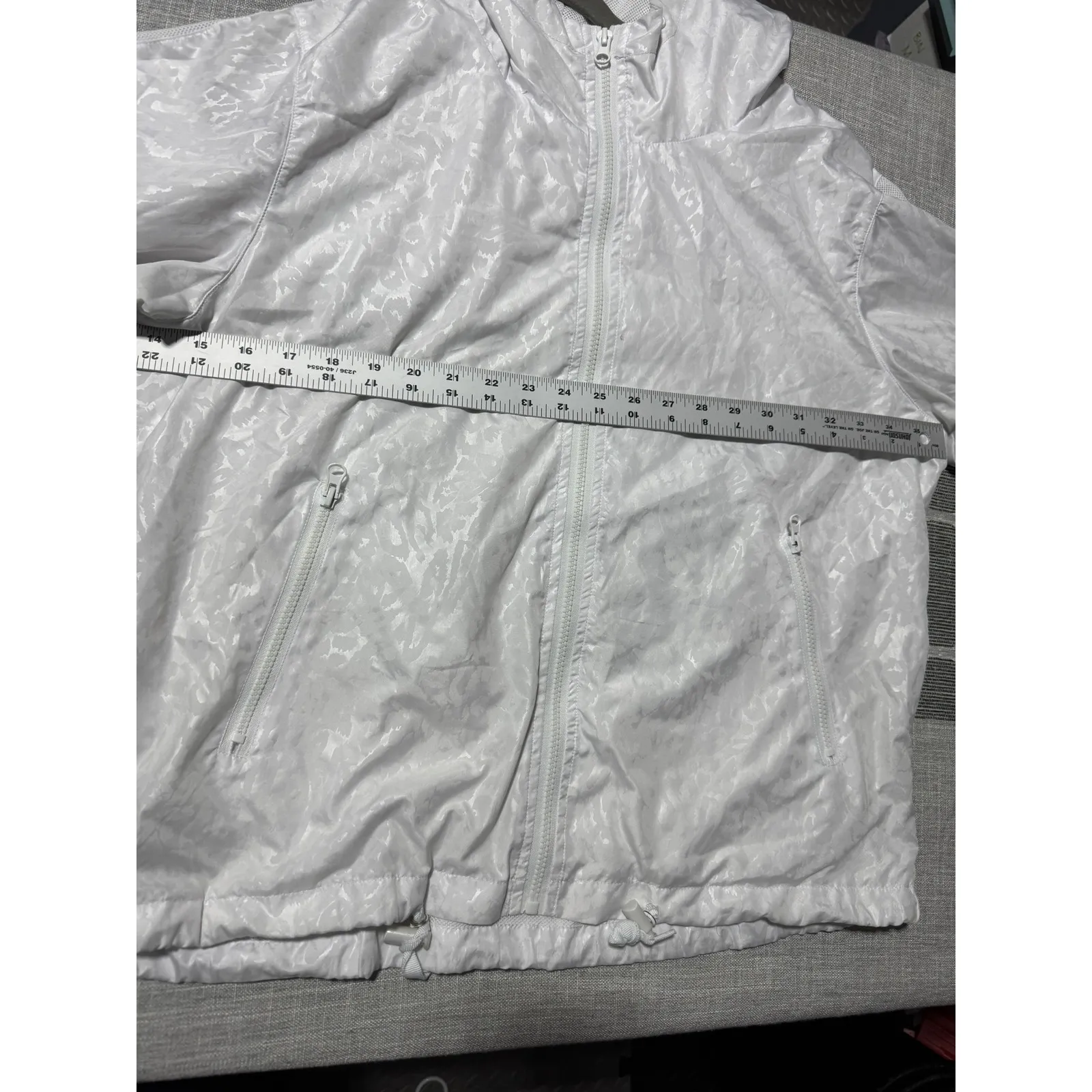 ZYIA Womens White Leopard Print Hooded Zip Up Lightweight Jacket Size L - Image 3