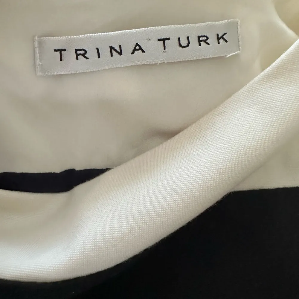 TRINA TURK DIXON COLORBLOCK PONTE 3/4 SLEEVE NAVY BLUE BLACK BODYCON WHITE DRESS - Image 4