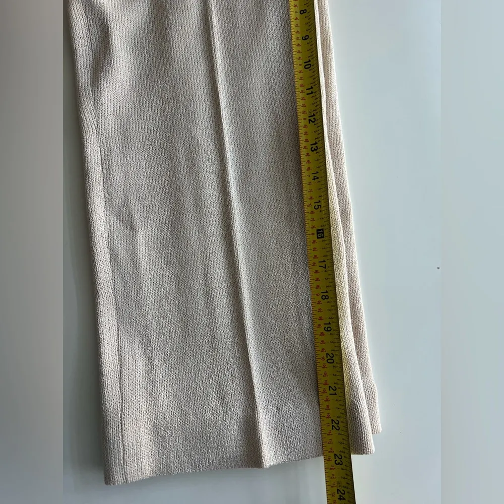 St. John Collection Santana Knit Pants Sz 6 taupe beige Wide Leg Pull On elastic - Image 4