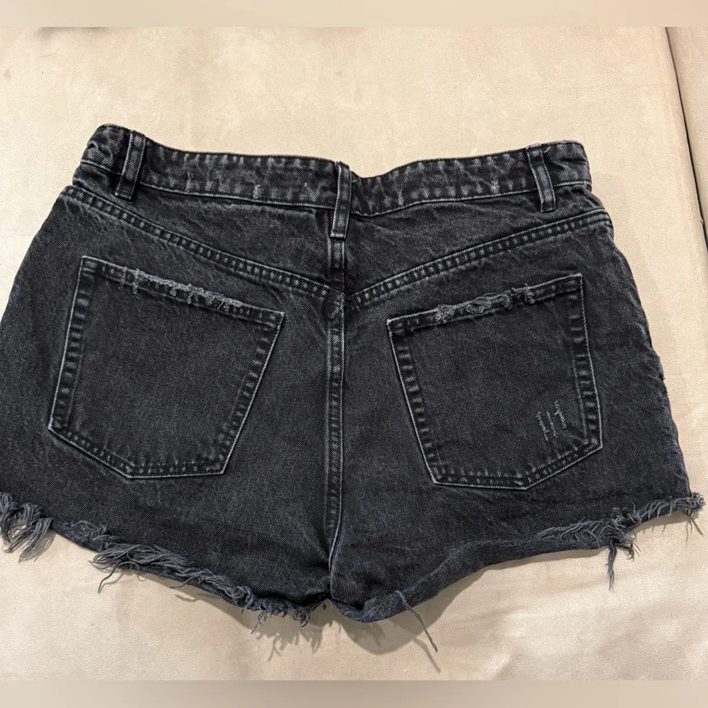 ZARA Black‎ Distressed Denim Shorts Size 10 - Image 2