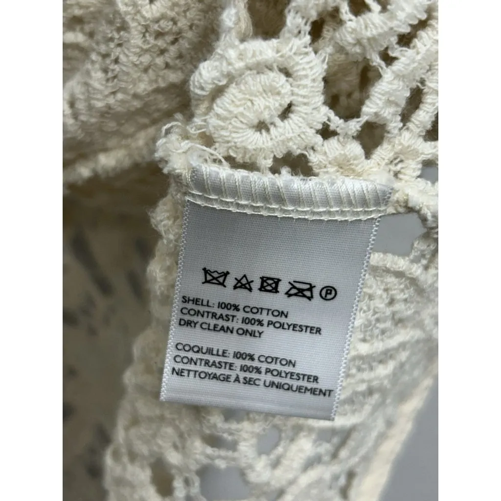 Anthropologie Staring at Stars XS Crochet Open Knit Vest Asymmetrical Beige - Image 6