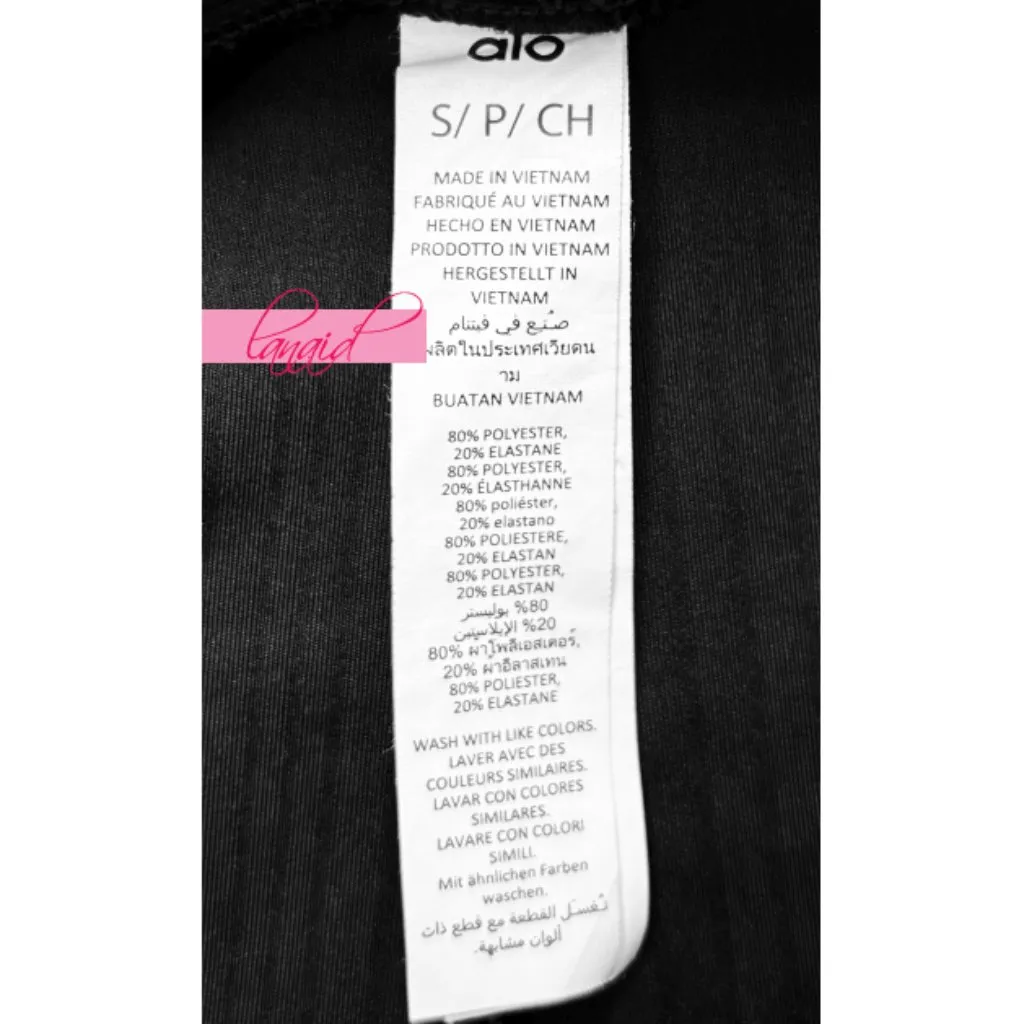 Alo Airlift High-Waist 7/8 Run It Back Leggings Black Ribbed Hi-Rise Tights S - Image 9