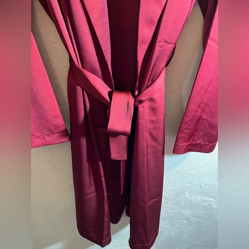 Chic Soul Robe Intimates & Sleepwear burgundy satiny feminine loose fit robe - Image 5