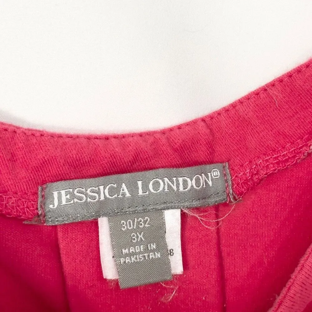 Jessica London 30W 32W Top 3X Hot Pink Short Sleeve Tee Swing Trapeze A Line 938 - Image 6