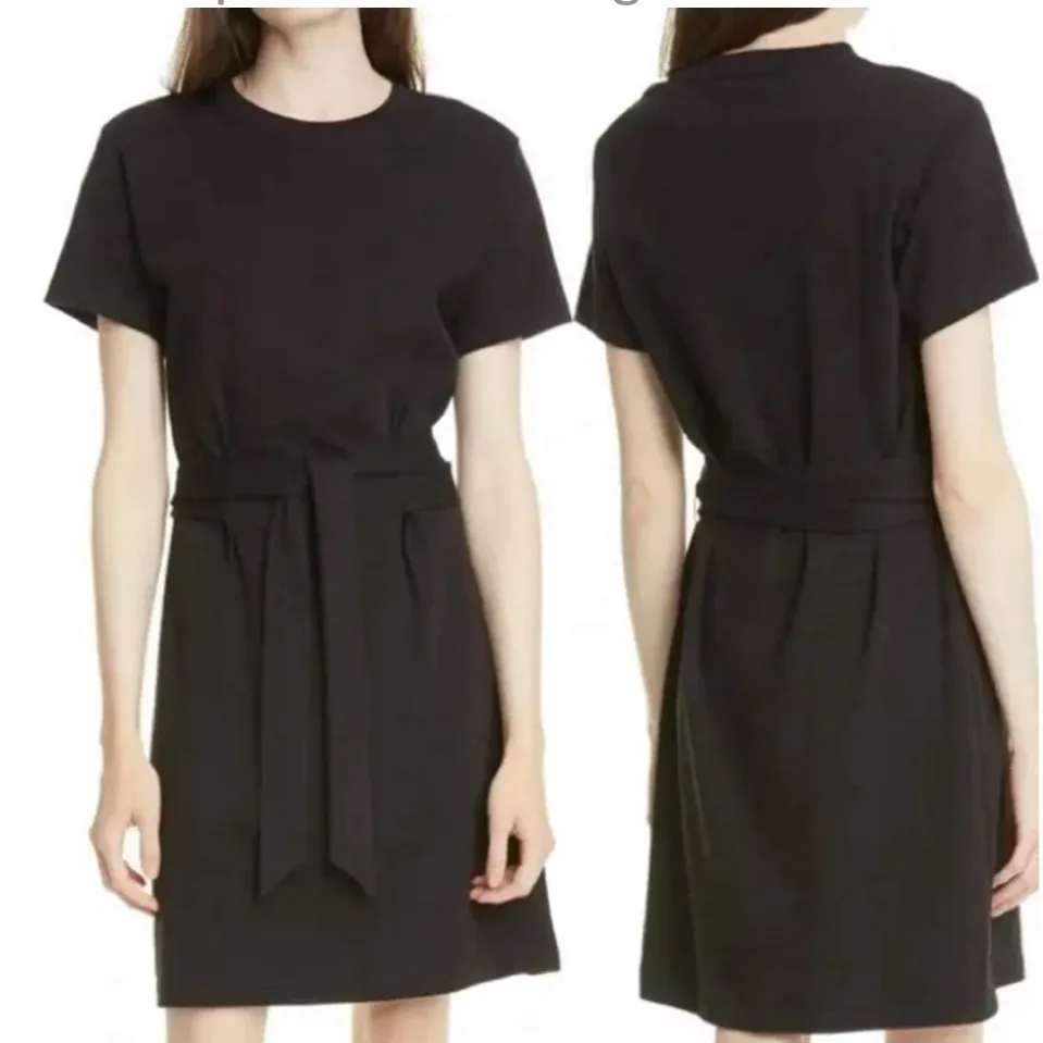 NWT Vince‎ Short Sleeve Waist Tie Dress in Black size Small $195 - Image 3