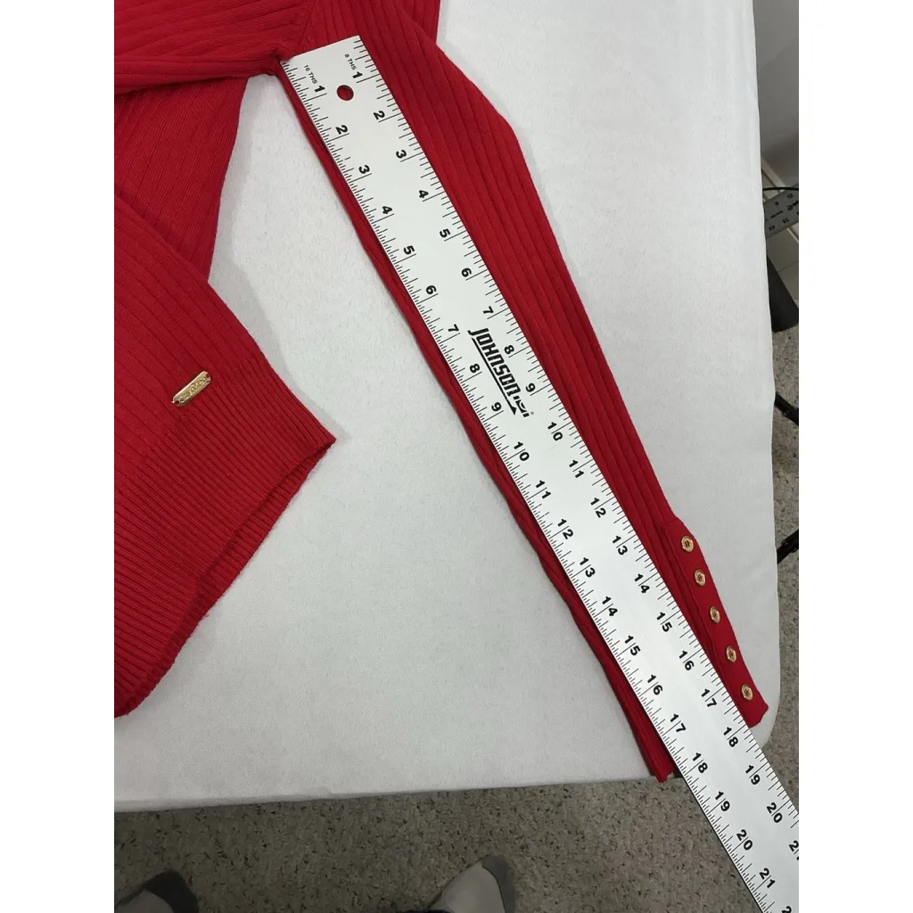 Womans Calvin Klein Long Sleeve Pullover Sweater Small Red Ribbed Knit - Image 8