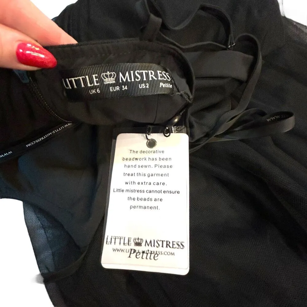 NWT - Little Mistress Petite Black Floral Dress - US Size 2 - Image 3