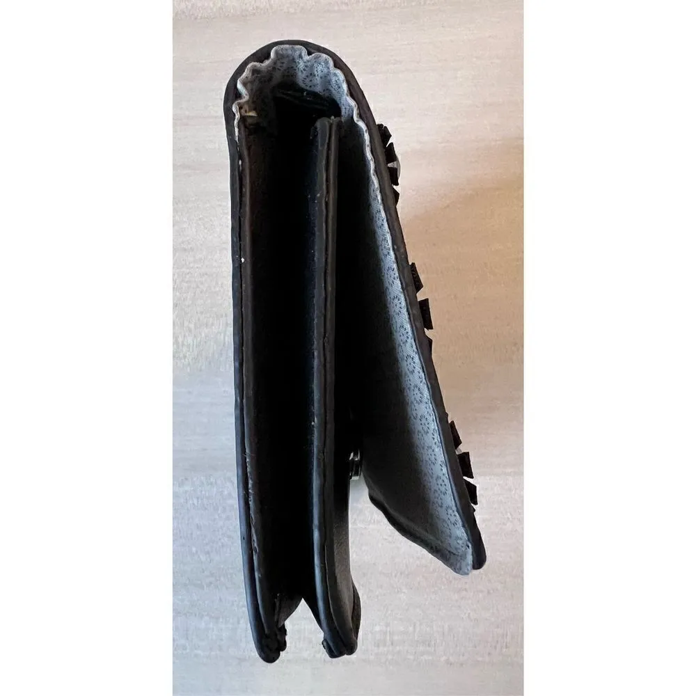 Catherine Malandrino Juliet Crossbody Purse Black Faux Leather Flowers Studs - Image 13