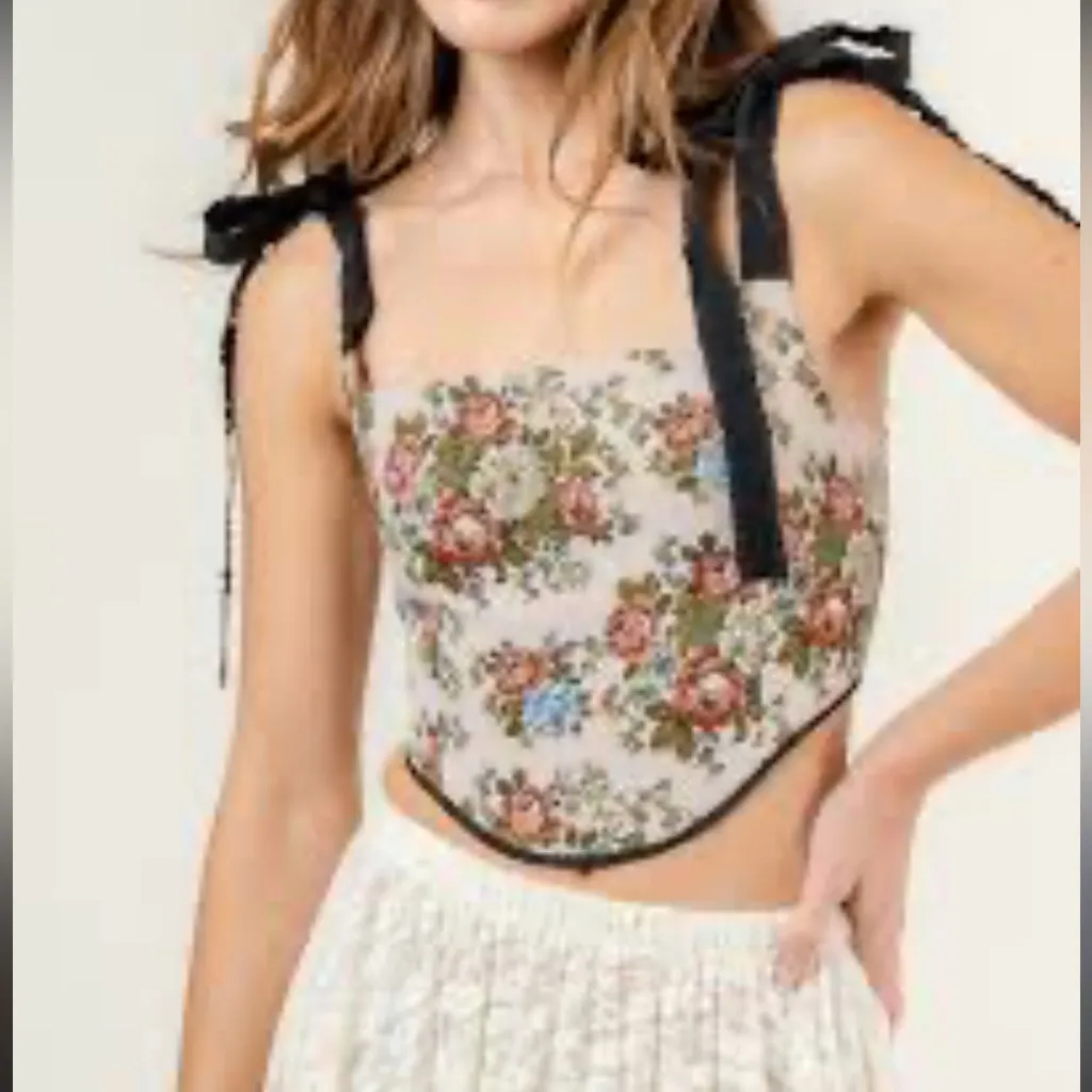 Vici Floral Brocade Corset Top - Image 2