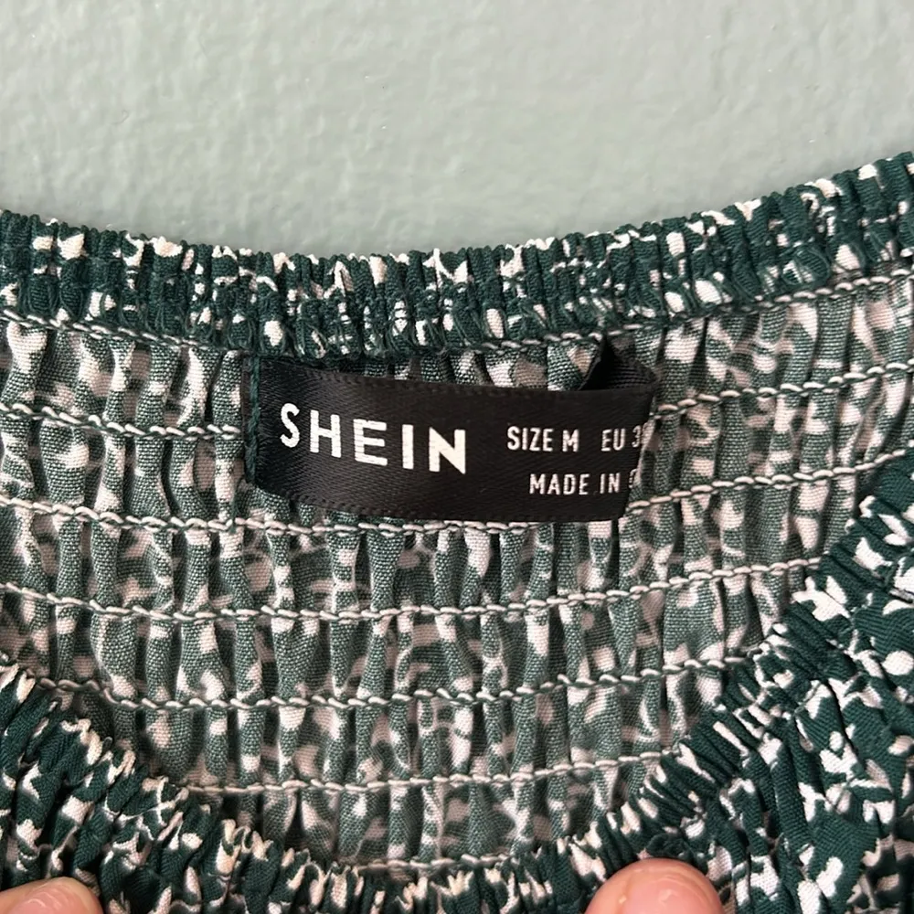 Shein Boho Long Sleeve Floral Green Dress - Image 4