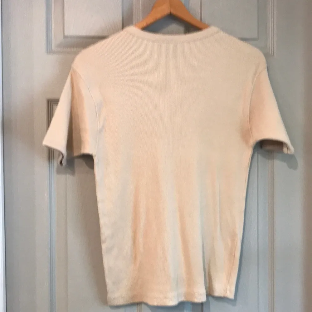 Rue 21 Jeans Juniors L Beige Neutral 100% Cotton Ribbed Short Sleeve Top T-Shirt - Image 4