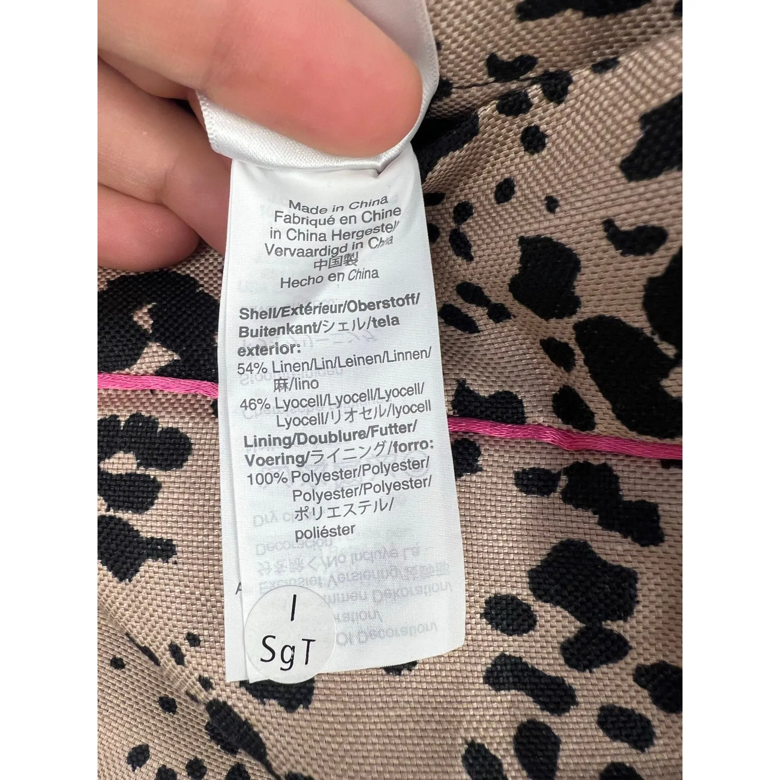 J.Crew Linen Lyocell Animal Print Shorts Tan Black Pink Trim High Rise Size 12 - Image 11