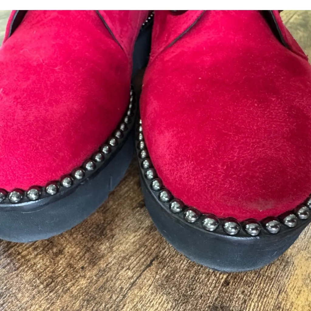 Kennel & Schmenger Red Velvet Studded Oxford Shoes Ribbon sz8.5 Holiday festive Size 8.5 - Image 10