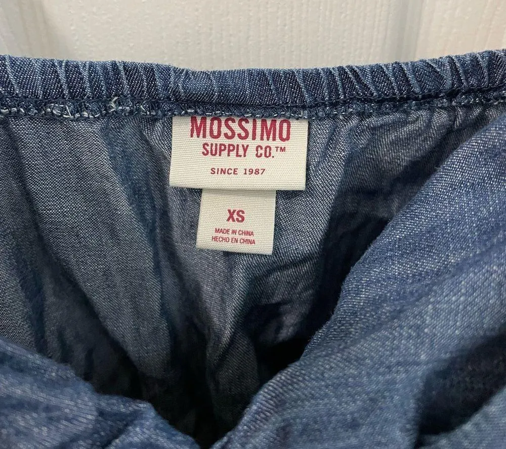 Mossimo Supply Co Denim Blue Tie Front Elastic Waist Romper Women’s Size XS - Image 3