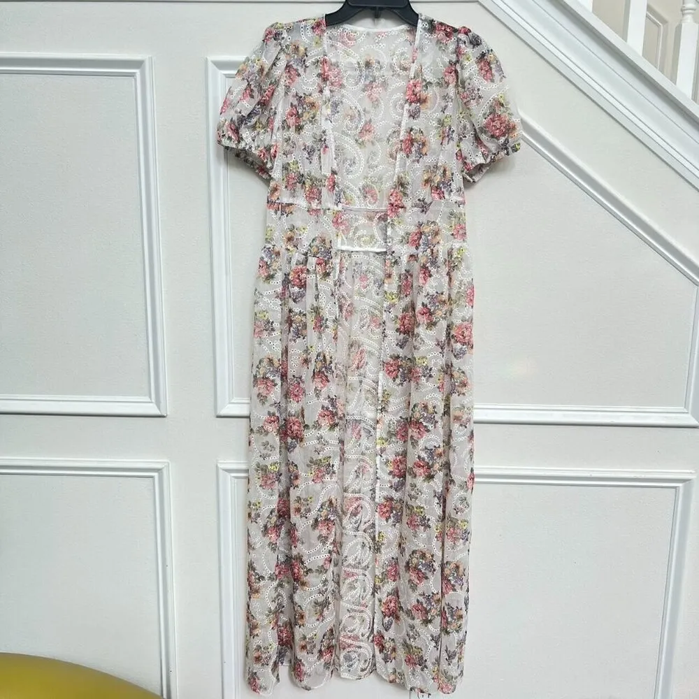 NWOT alice + olivia Jessamy Maxi Robe Floral Print Embroidery Long Dress Size: S - Image 2