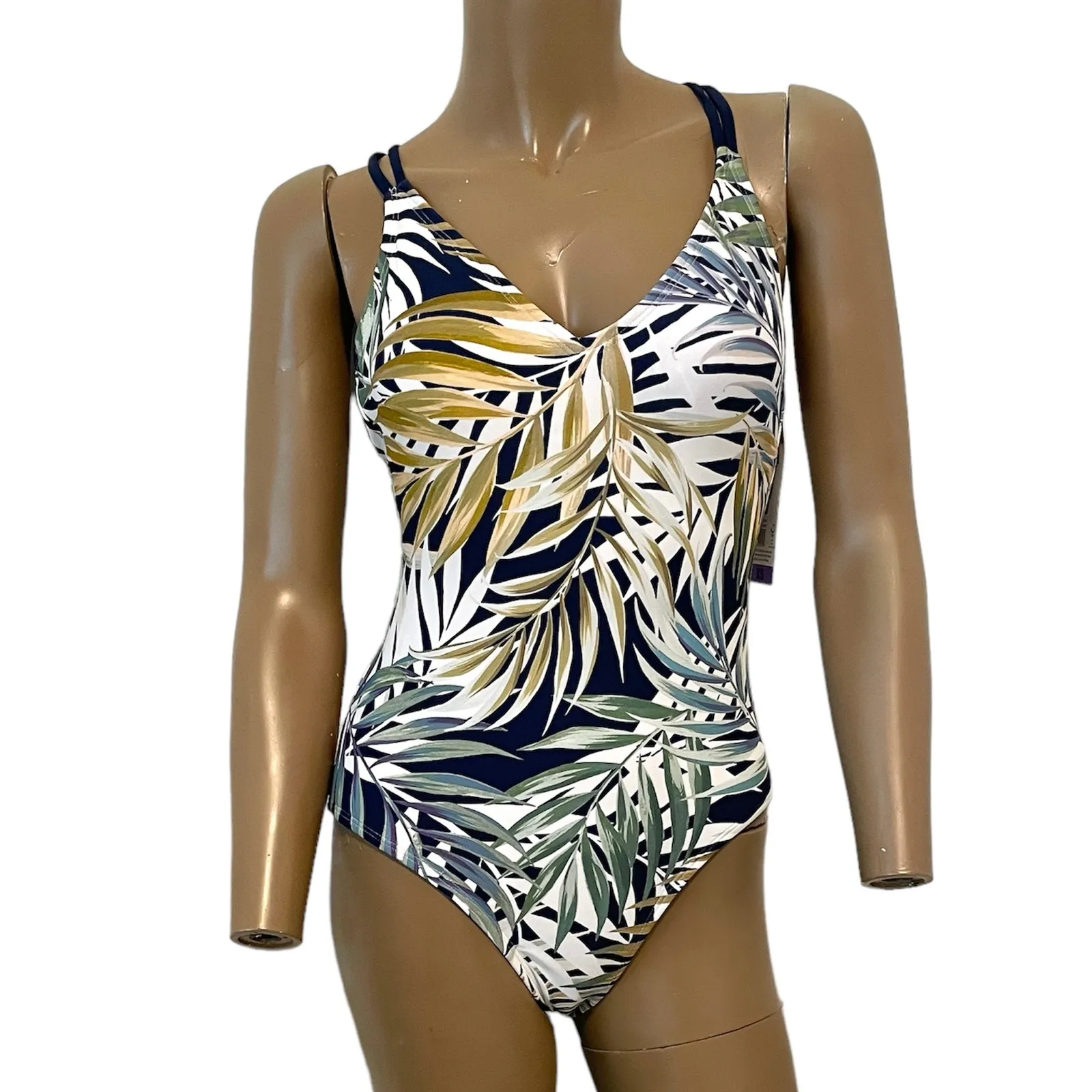 Hurley Criss cross back leaf print one piece swimsuit XS SW 5056 - Image 11
