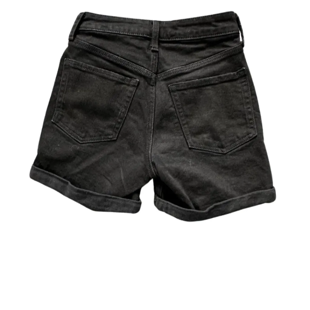 Old Navy O.G. Straight High Rise Shorts Black Denim Size 0 NWOT - Image 5