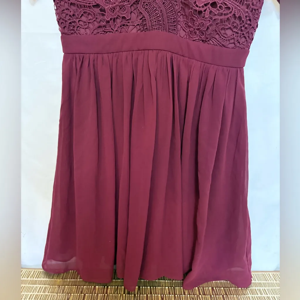 Lulus‎ Angel in Disguise Burgundy Lace Skater Dress Size Large - Image 4