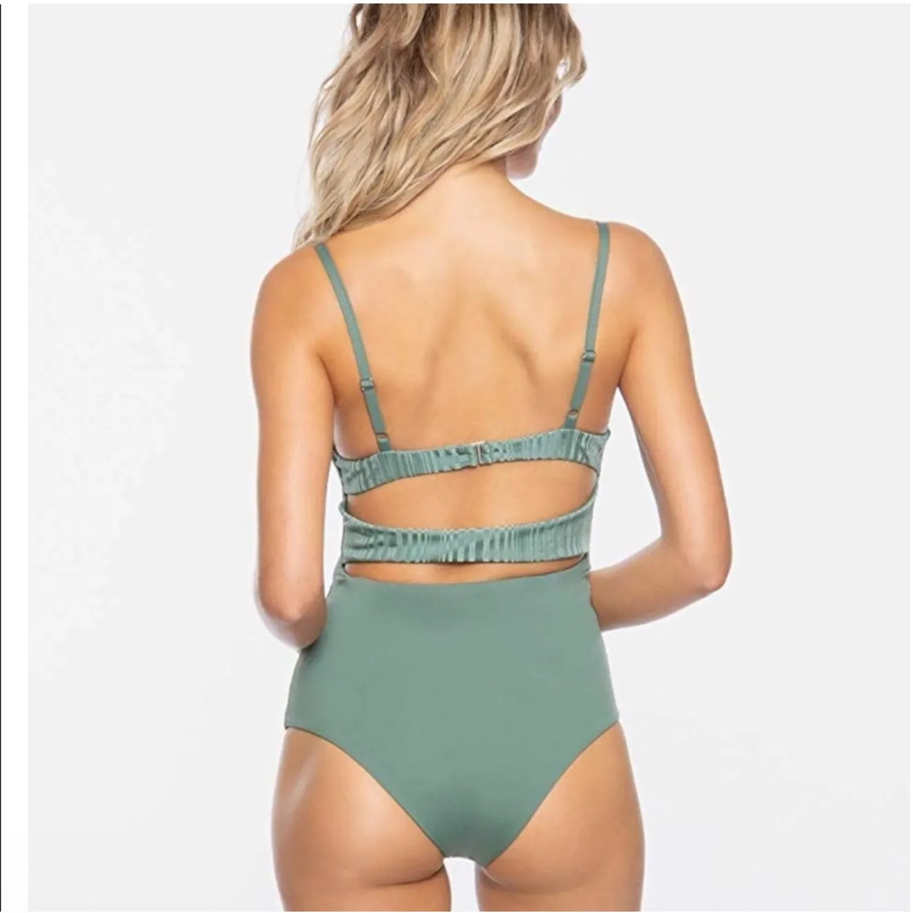 TAVIK+ Swimwear Ribbed Cutout One‎ Piece Swimsuit M Sage Green Size M - Image 3