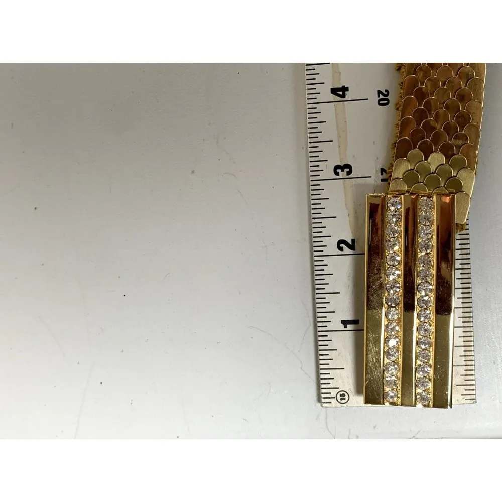 Vintage Statement Belt Womens Gold Rhinestone 90s Cinch Waist Scales Glamour - Image 12