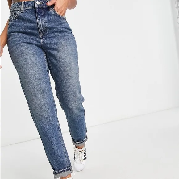 Topshop mid-blue wash mom jeans size 32 - Image 6