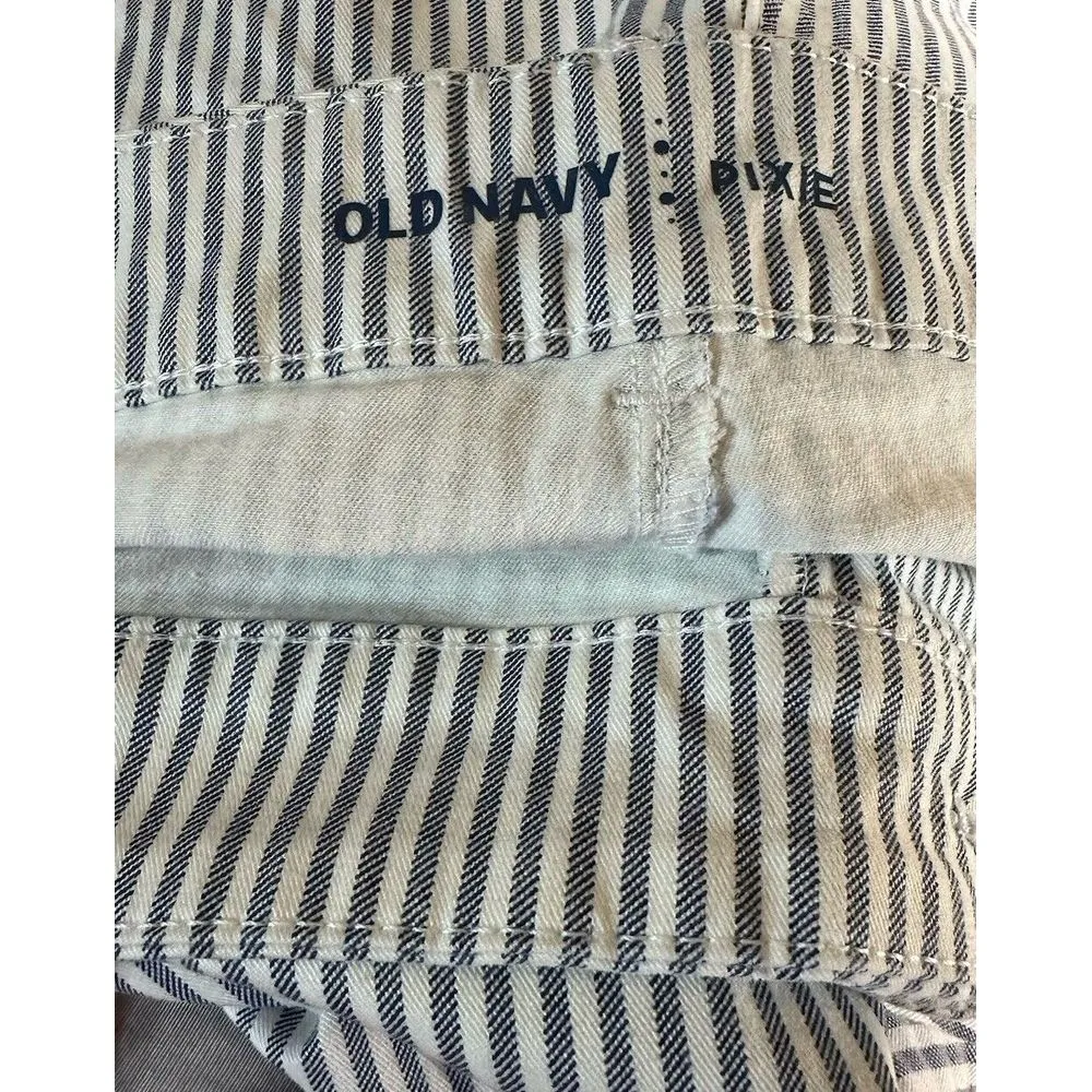 Old Navy Womens Pixie Pants‎ Size 18 Blue White Striped High Rise Ankle - Image 5