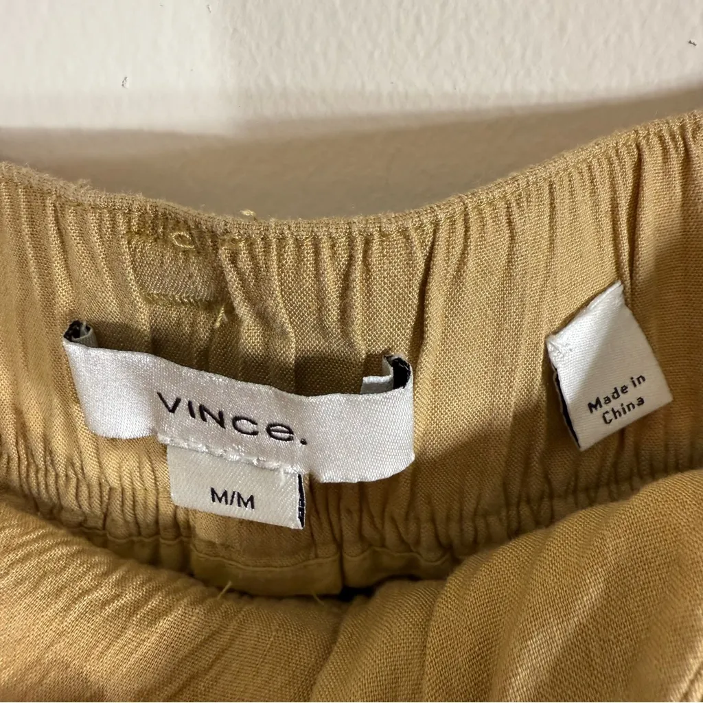 Vince Linen Blend Belted Pant Natural Brown Medium - Image 5