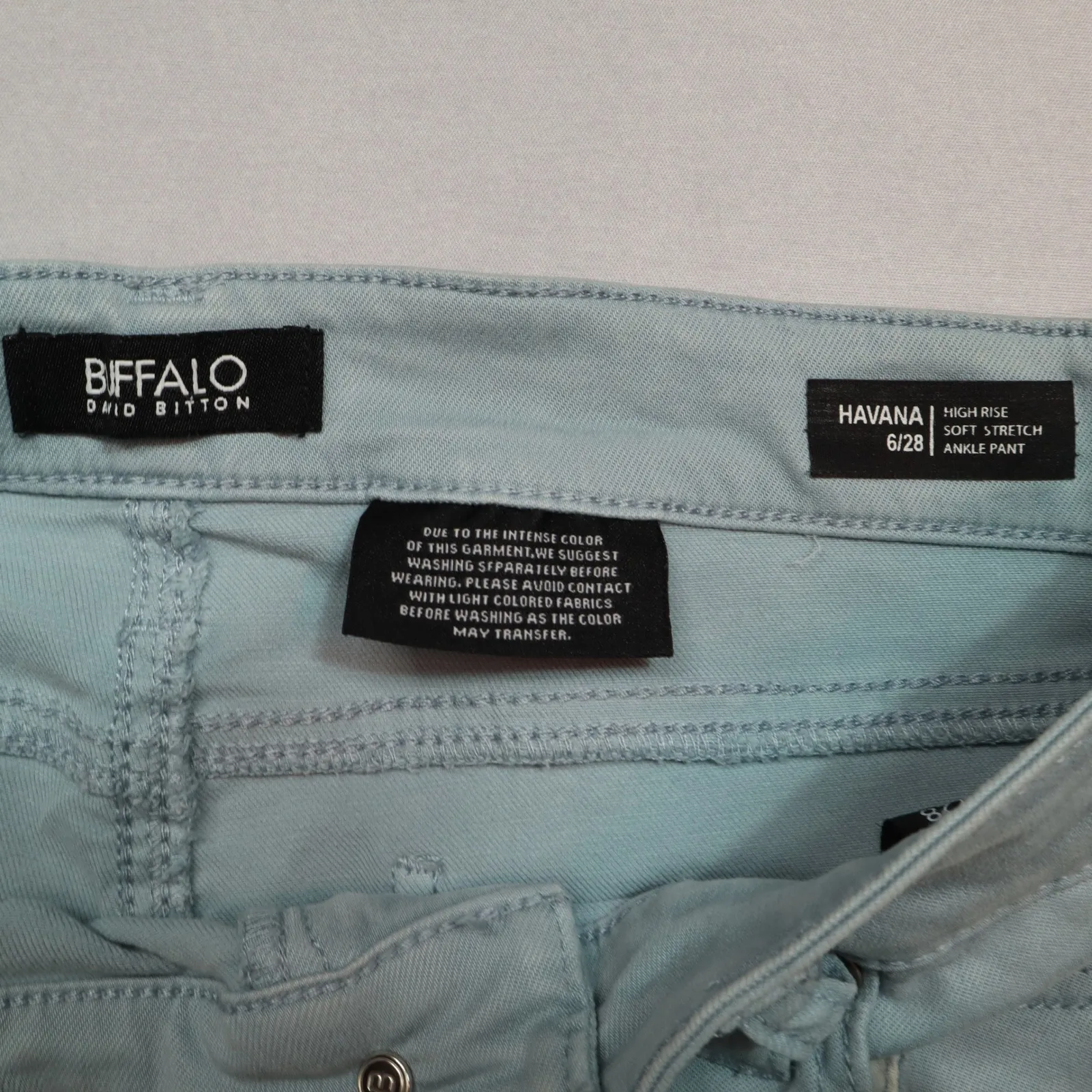 Buffalo David Bitton Blue Havana High Rise Soft Stretch Beach Ankle Pants 6/28 - Image 10