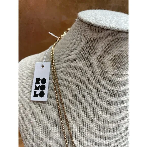 NWT Romolo Gold Phoenix Feather Double‎ Chain Collar Necklace - Image 4