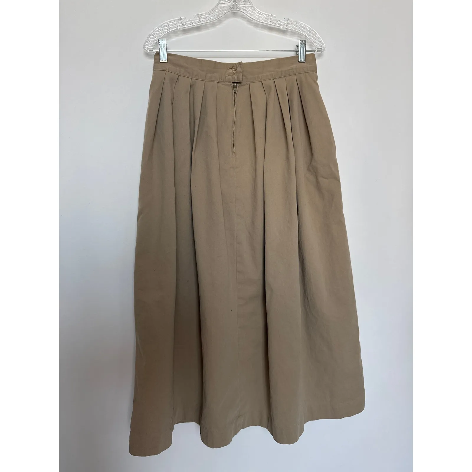 Ruff Hewn 1990s–2000s Cotton Midi Skirt Taupe Neutral pockets medium - Image 7