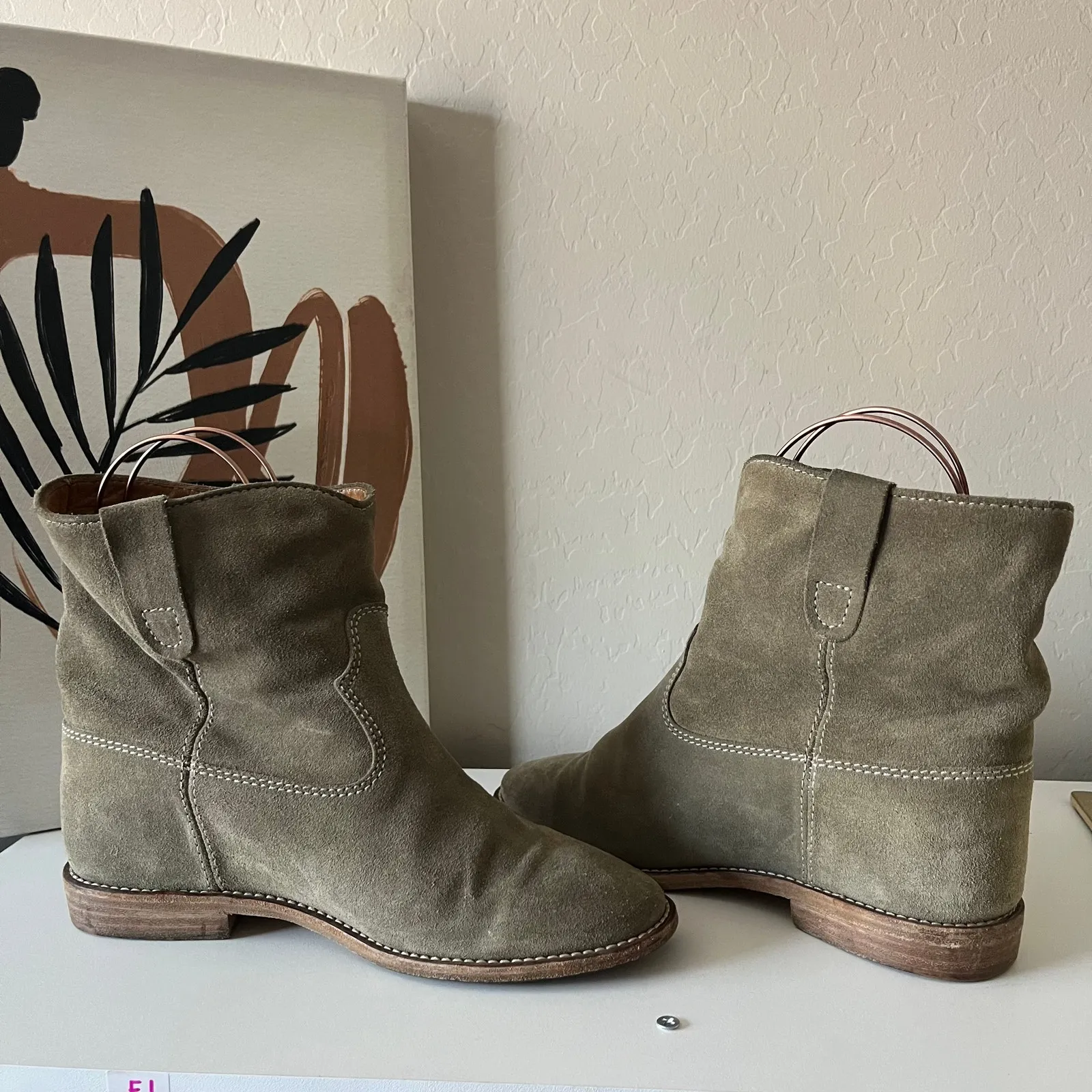 Isabel Marant Crisi Olive Green Suede Leather Ankle Boots Women’s Size 37 - Image 4