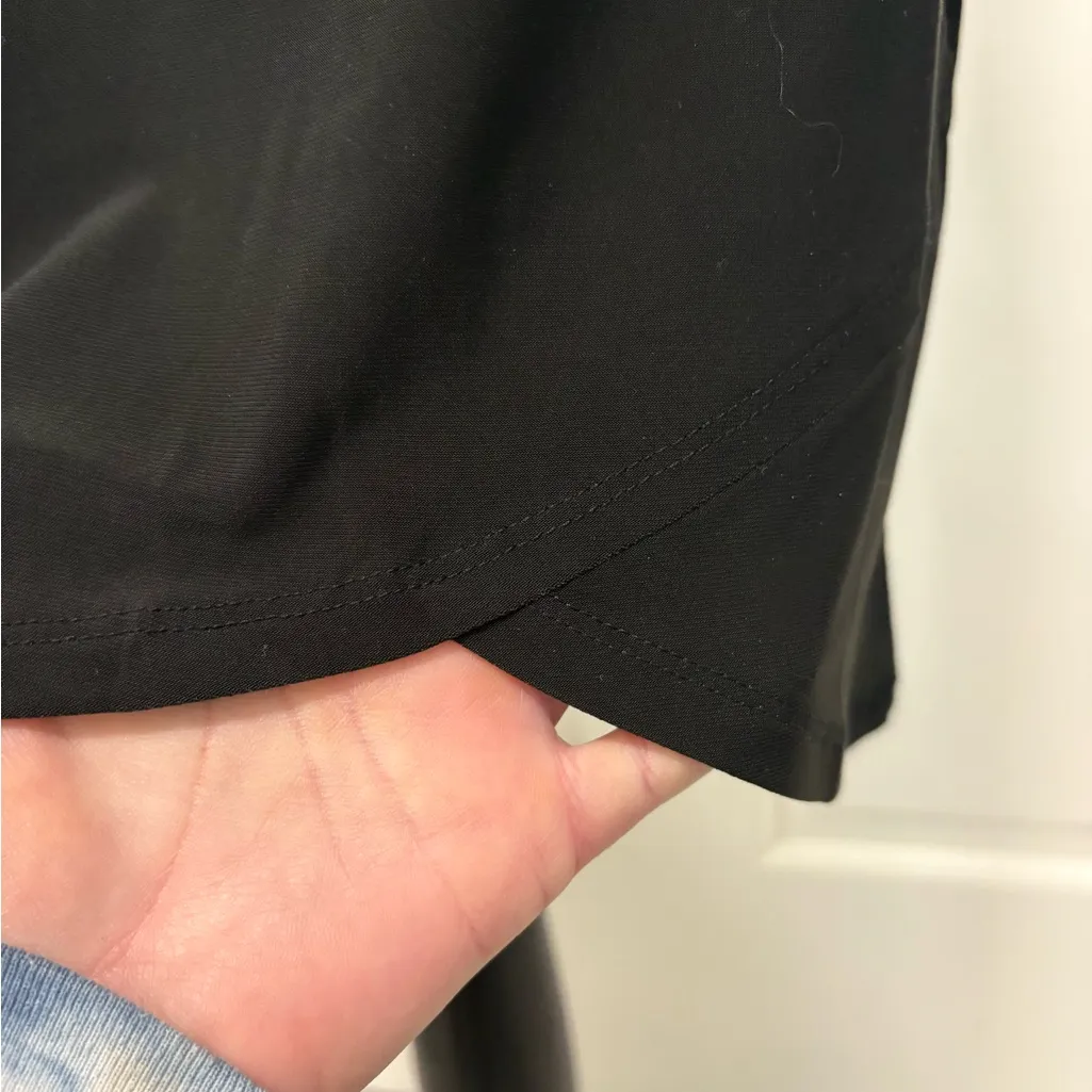 WHBM Black Sleeveless Cocktail Dress Ruched Midi V-neck Wrap Around Formal Glam - Image 3