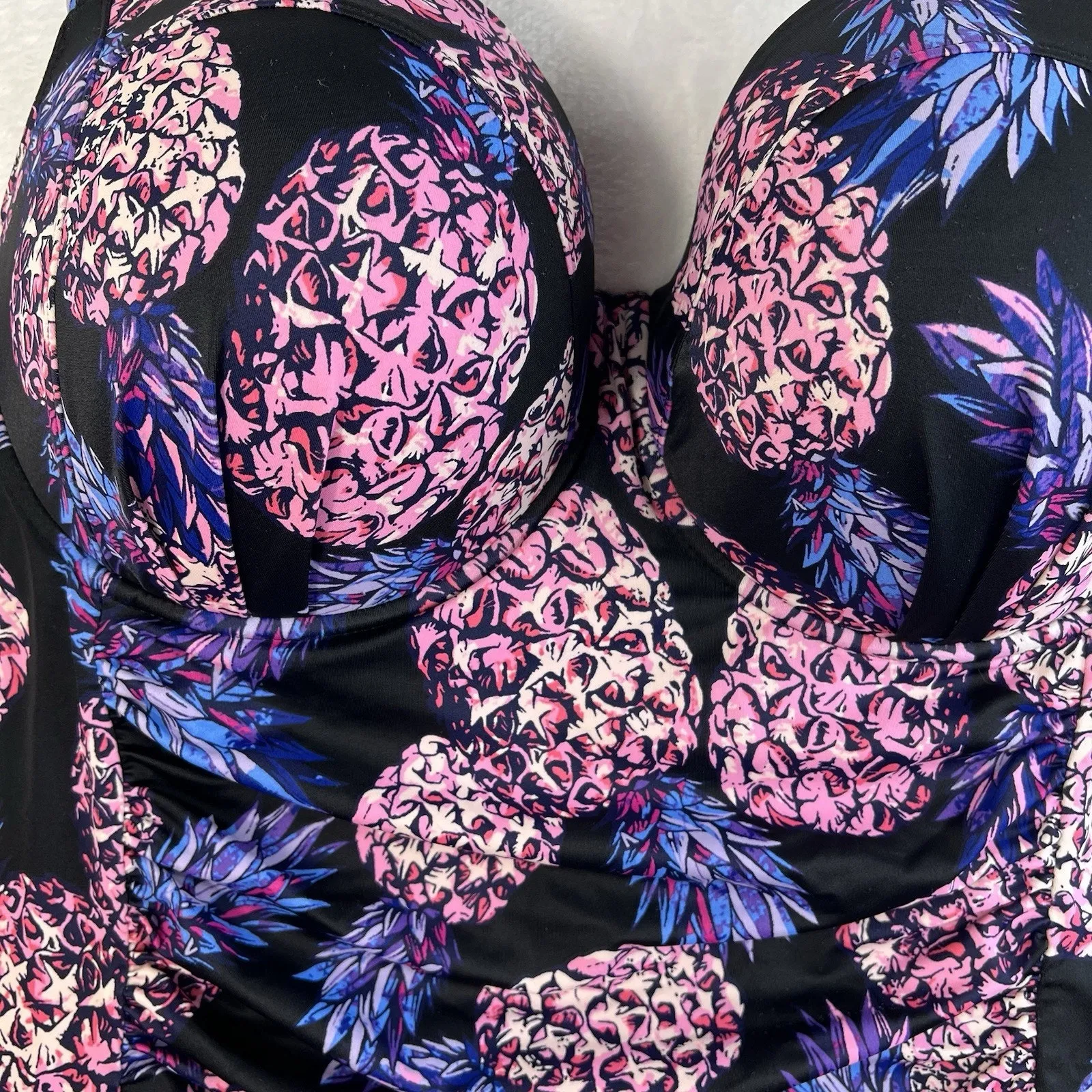 Torrid 5X 1 Piece Swimsuit Push Up Demi Slim Fix Padded Underwire Pineapple - Image 4