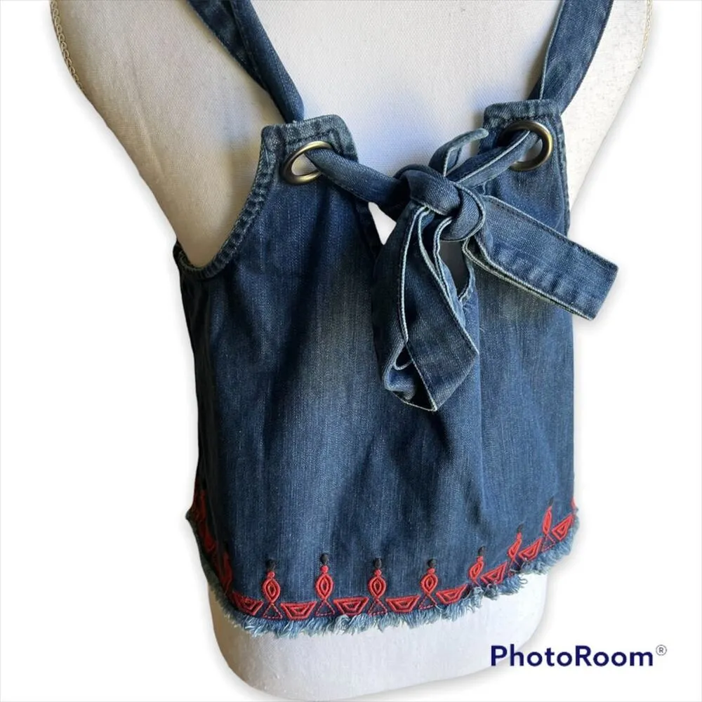 Blank NYC Embroidered Denim Top- Size M - Image 5