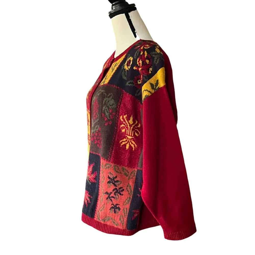 Vintage Norton McNaughton elaborate bold color Sweater Cardigan. Sz.L. - Image 5