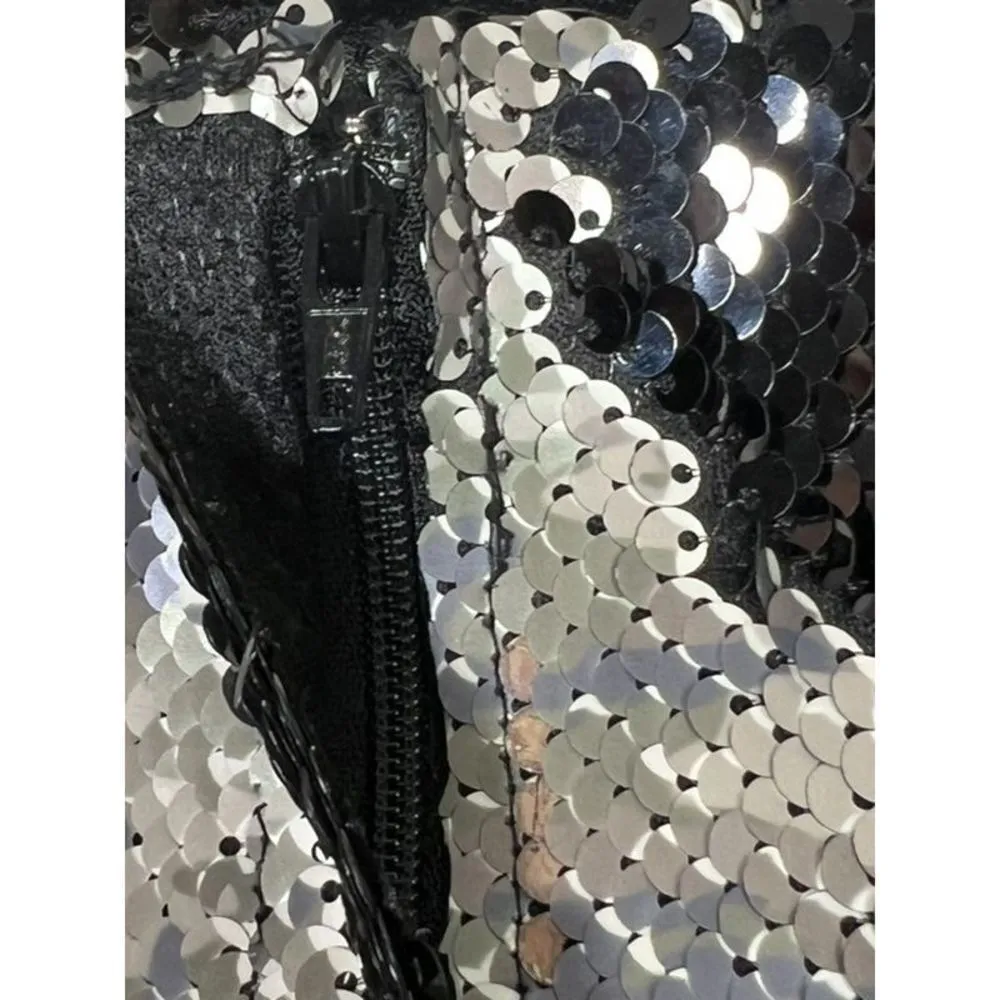 Free People Camo Reversible-Sequin Mini Skirt Black Gray-Green Size 0 NWT - Image 7