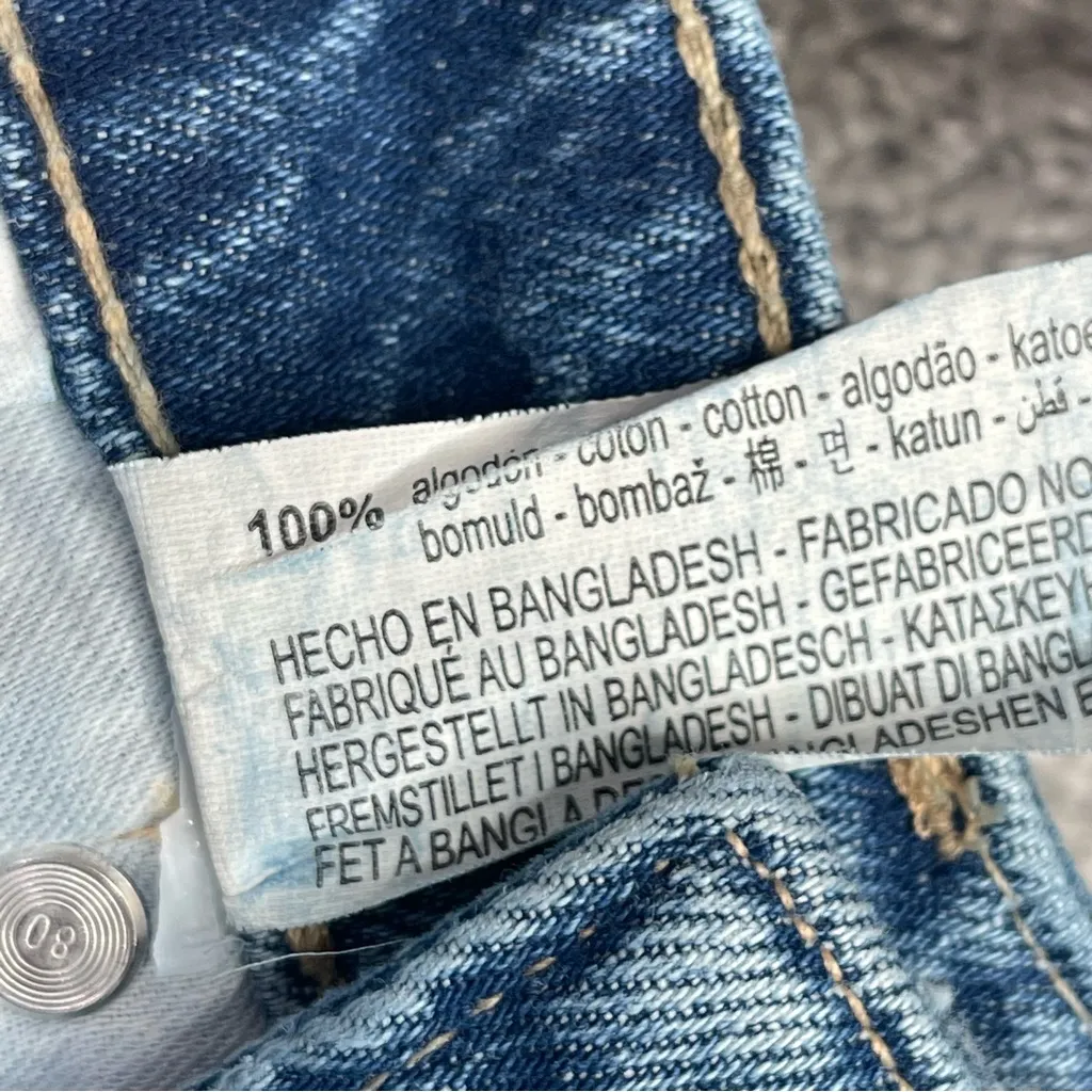 Zara Micro Shorts Women's 0 Blue Cut Off Frayed High Rise Button Fly Denim - Image 5