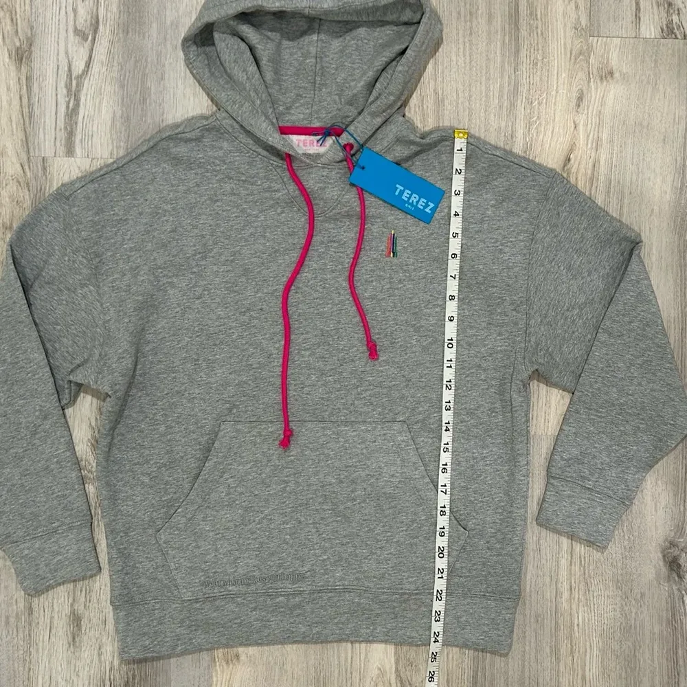 NWT Terez New York Forever Hoodie Sweatshirt Gray Embroidered Logo Size XS - Image 3