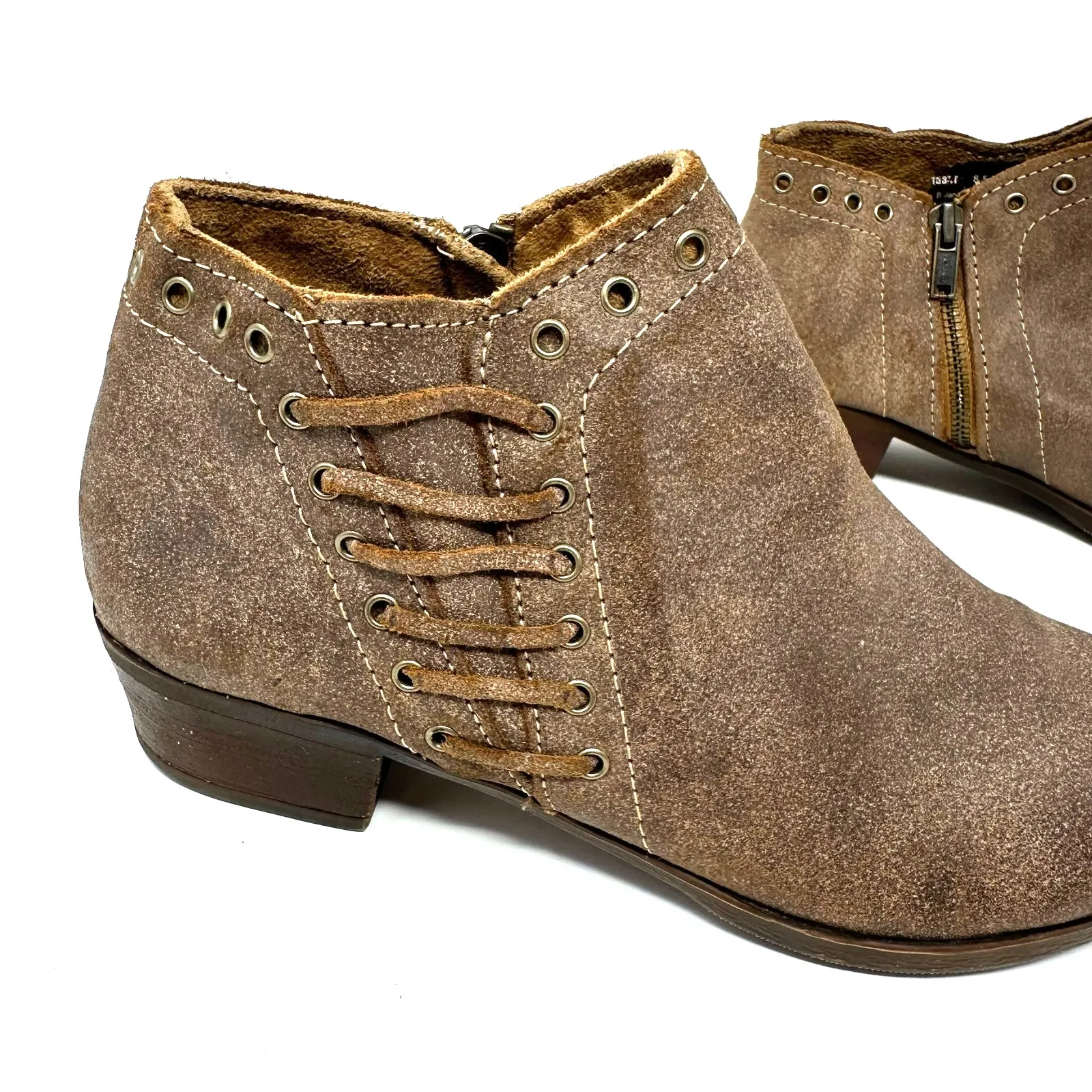 Minnetonka Size 8.5 Boot Brown Leather Bootie Side Zip Lace‎ Accent Autumn Fall - Image 5