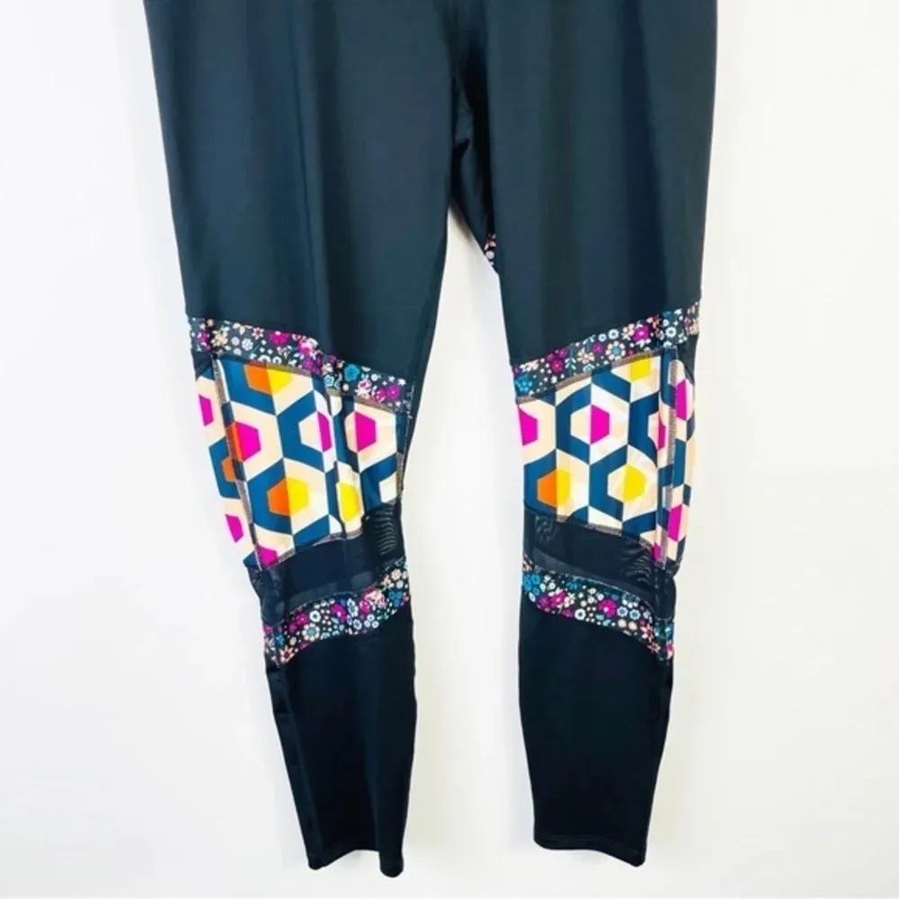 Joy Lab Black Floral Mesh‎ Athletic Leggings Size L - Image 3