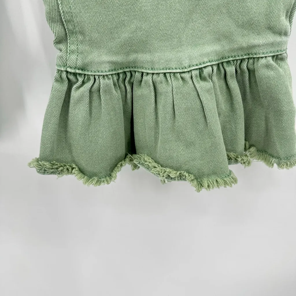 Light Green Cropped Capri Ruffle Hem Jeans High Rise C EST 1946 Denim Boho 14 - Image 4