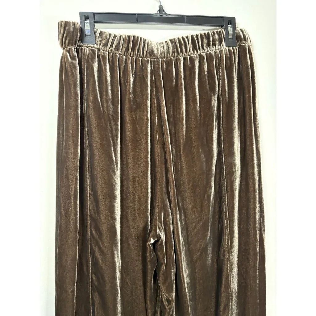 EILEEN FISHER Velvet Lantern Ankle Pants Size Medium Wren Chocolate Brown - Image 6