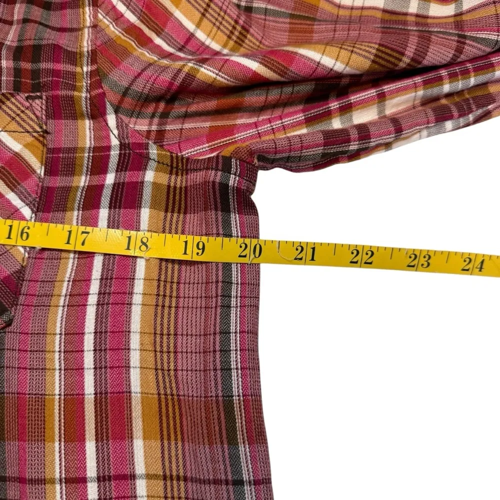 Mudd Juniors‎ Pink Grey Multicolor Tartan Plaid Button Up Hooded Flannel Medium - Image 6