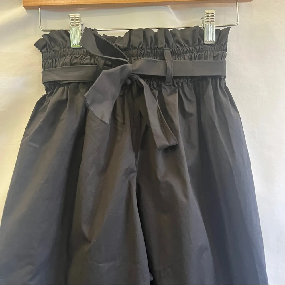 Monica Nera Black High Waist Paperbag Pants Belt Tie Classy Sophisticated Pocket Size 6 - Image 2