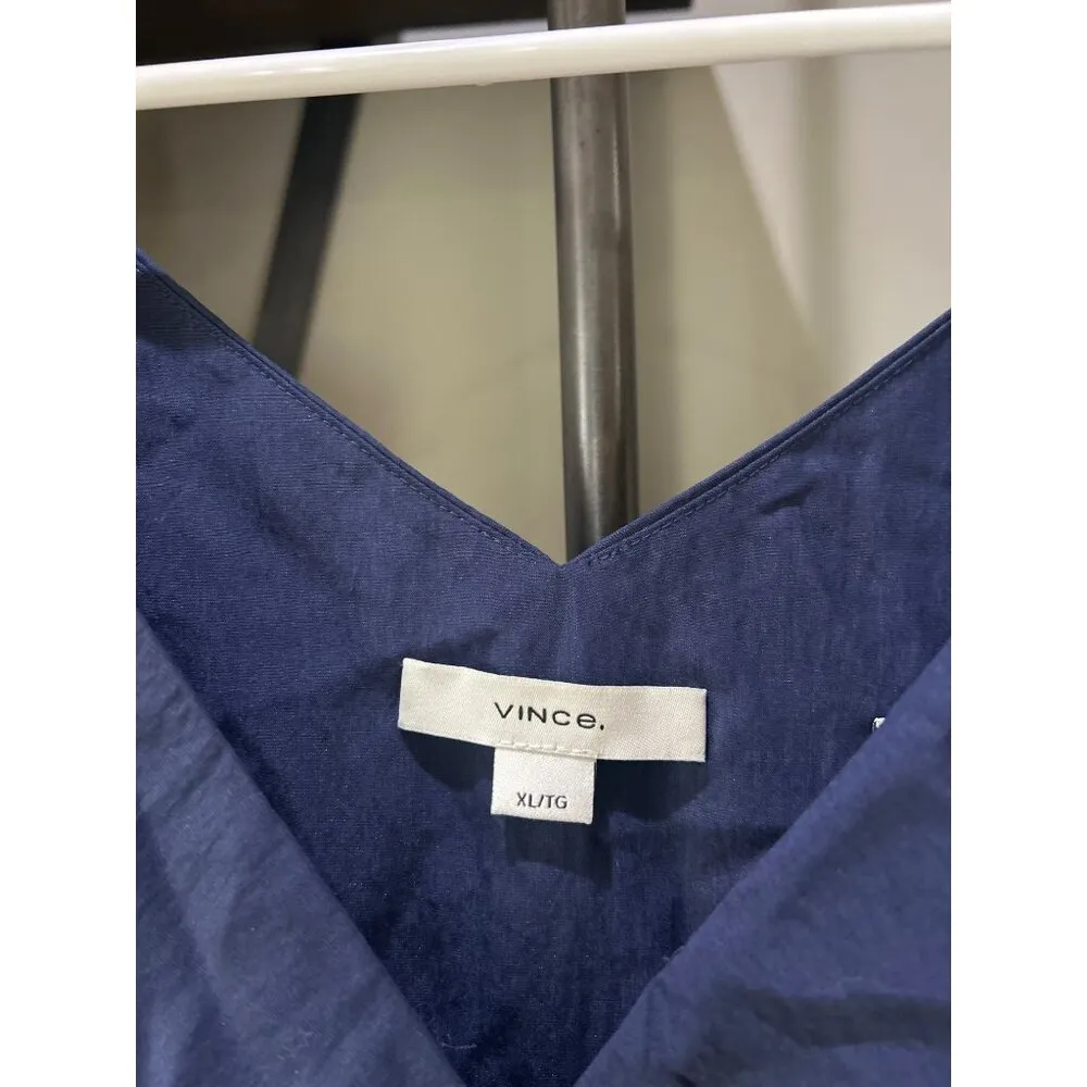 Vince V Neck Tie Back Flutter Sleeve Midi Dress Twilight Blue Womens Size XL - Image 9