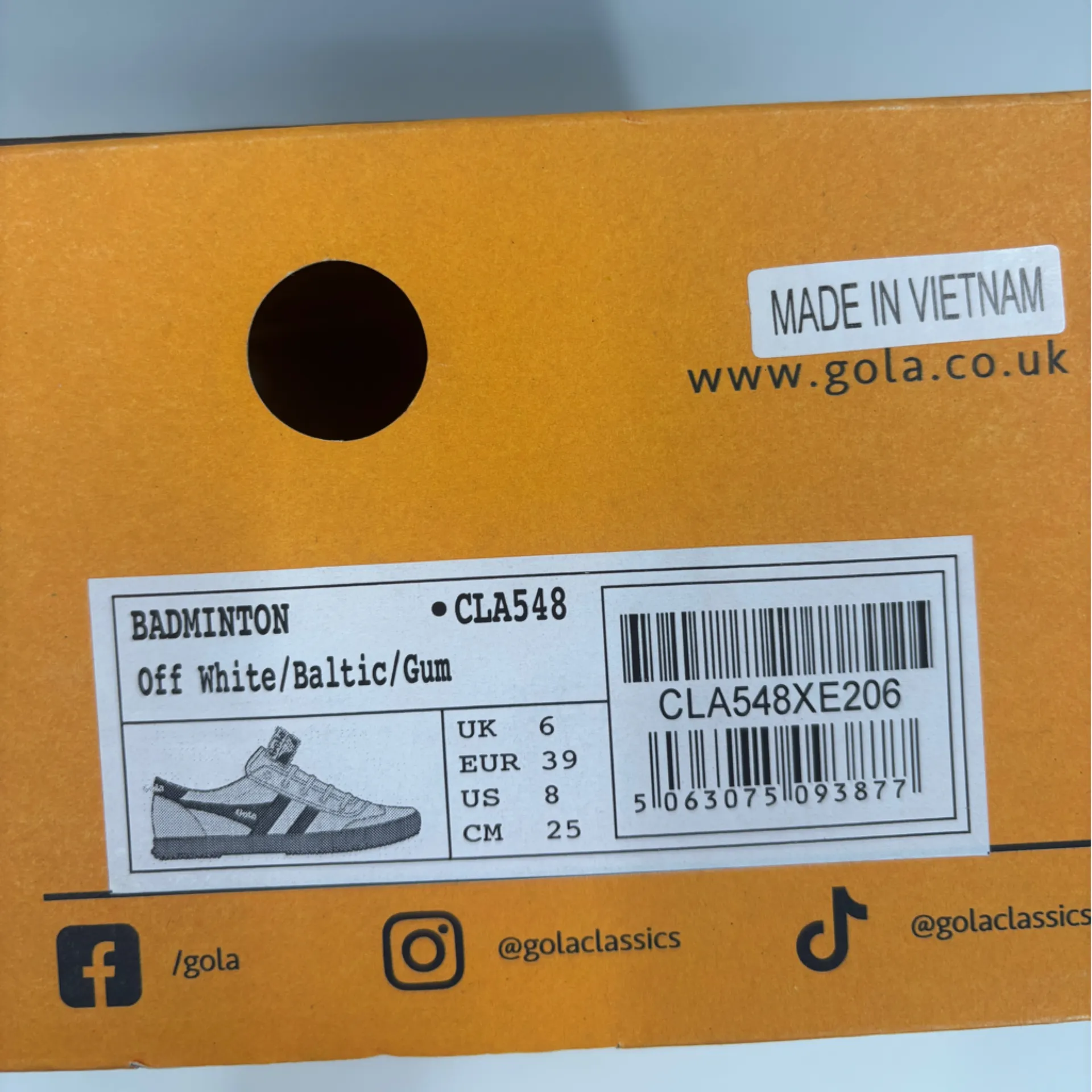 Gola Badminton Court Sneakers in Off White/Baltic/Gum Blue Size 8 - Image 6