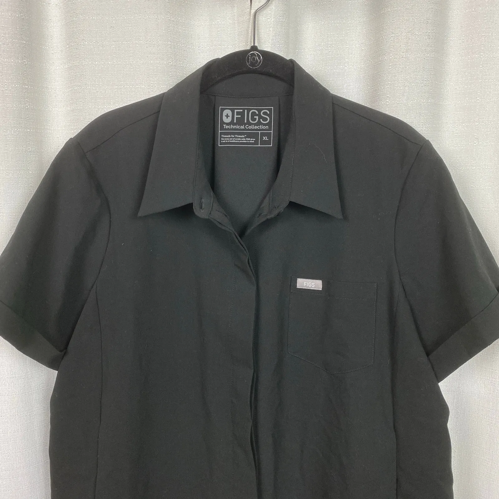 FIGS Black Pilar Button Up Limited Edition Scrub Top Sz.XL - Image 6