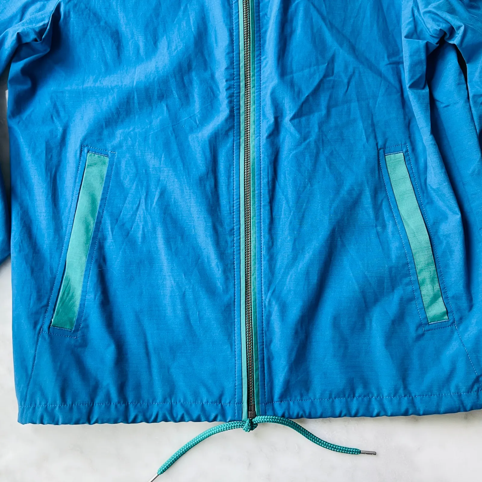 Penguin Ladies Windbreaker Blue Zip Jacket Small Rain Shell Travel Packable - Image 4