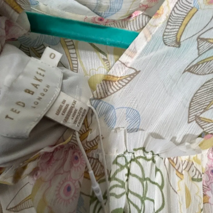 NEW Ted Baker Bellona Floral Tiered Trapeze Mini Dress Sz O-2 Extra Small Dainty - Image 15